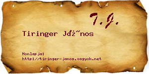 Tiringer János névjegykártya